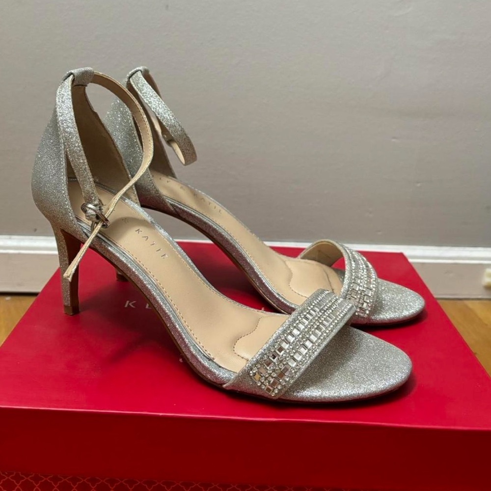 Sparkling Silver Heels with Ankle Strap